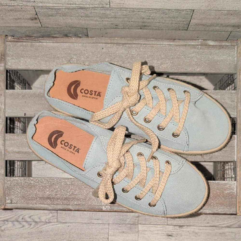COSTA ANATOMICAS Blue Made In Spain Suede Mule Espadrille Sneakers